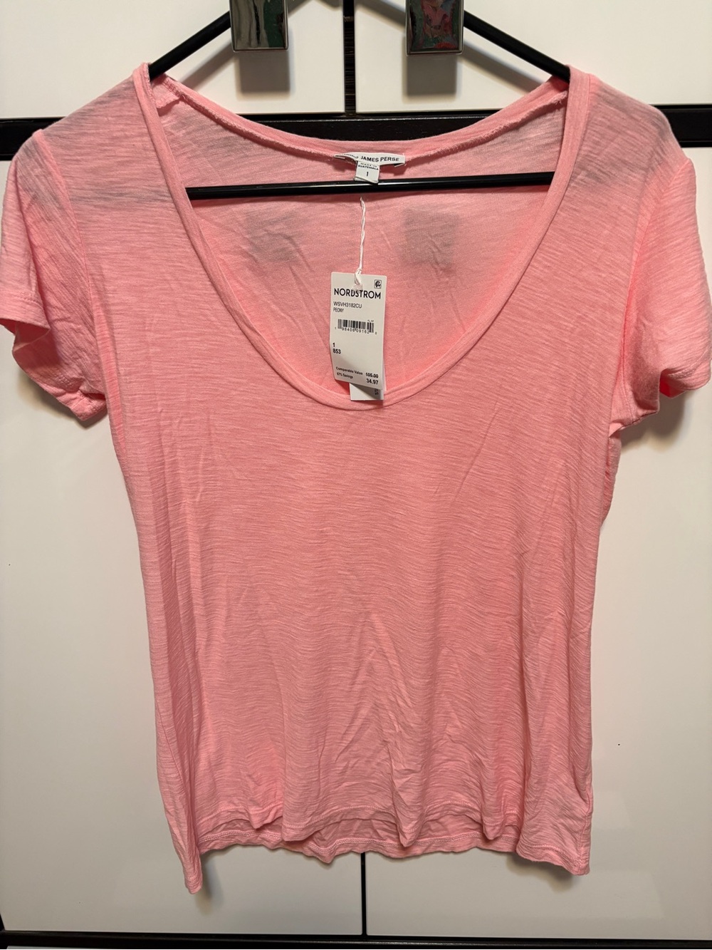 James Perse Soft Pink Scoop Neck Short Sleeve Tee